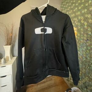 Oakley White Fleece Hoodie with Black Stitching